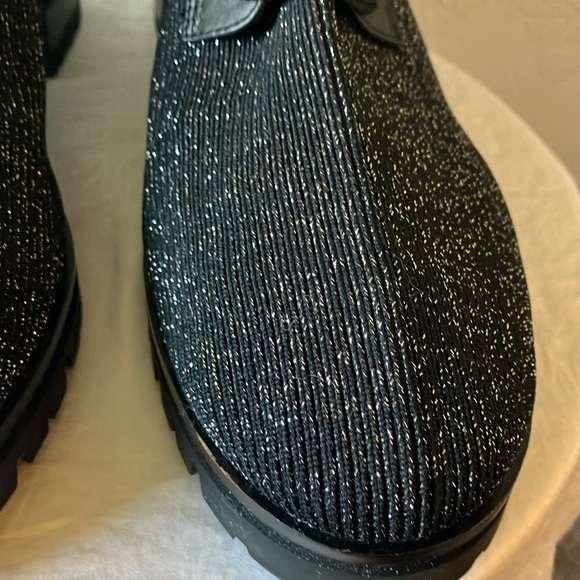 Kate Spade: Merigue Black Glitter Lace-Up Ankle Boots- 8 - Picture 12 of 16